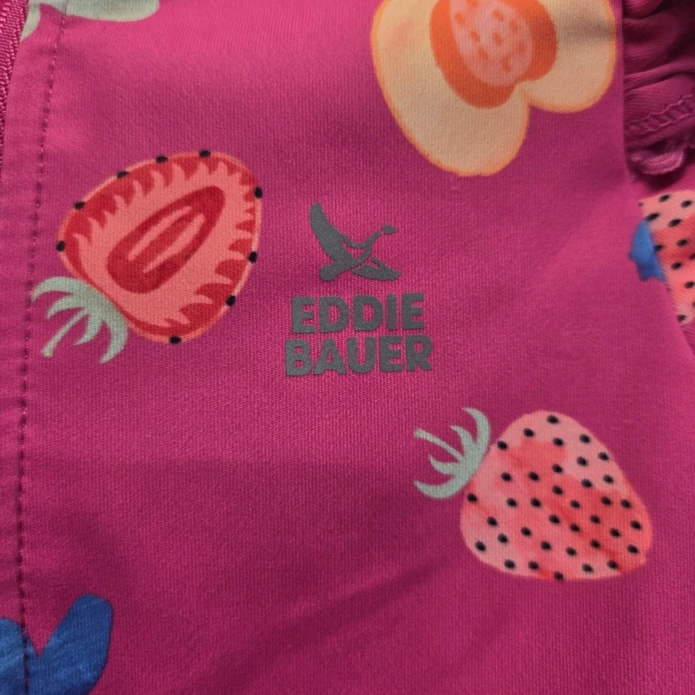 Eddie Bauer Kids Pink Fruit‎ Print Long Sleeve Rash Guard Swimsuit 18M UPF 30